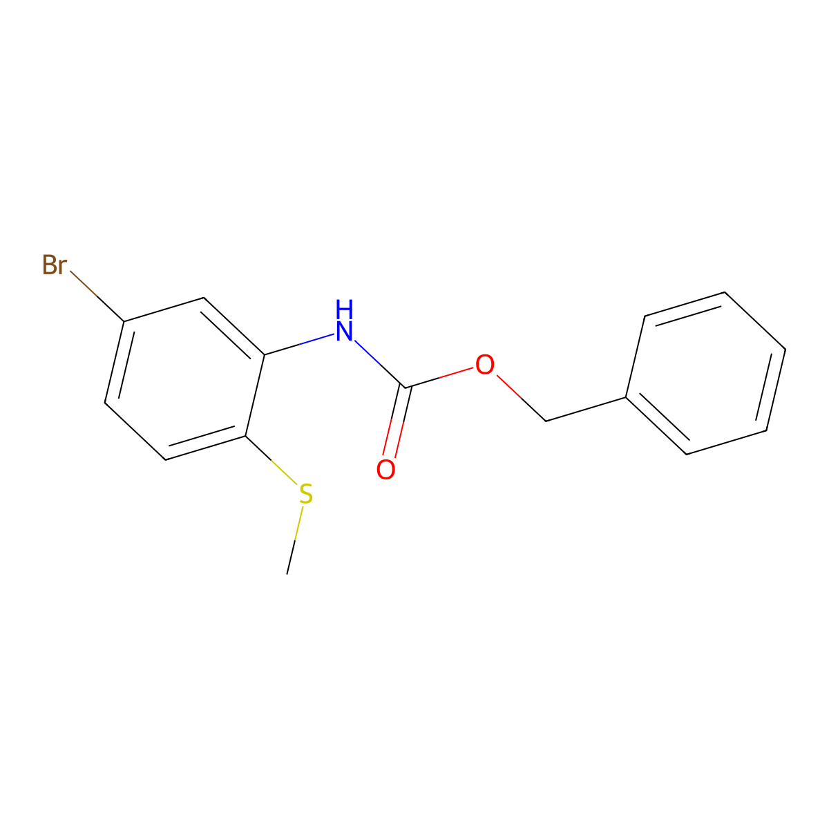 benzyl N-[5-bromo-2-(methylsulfanyl)phenyl]carbamate molecular structure, CAS 2680801-37-8