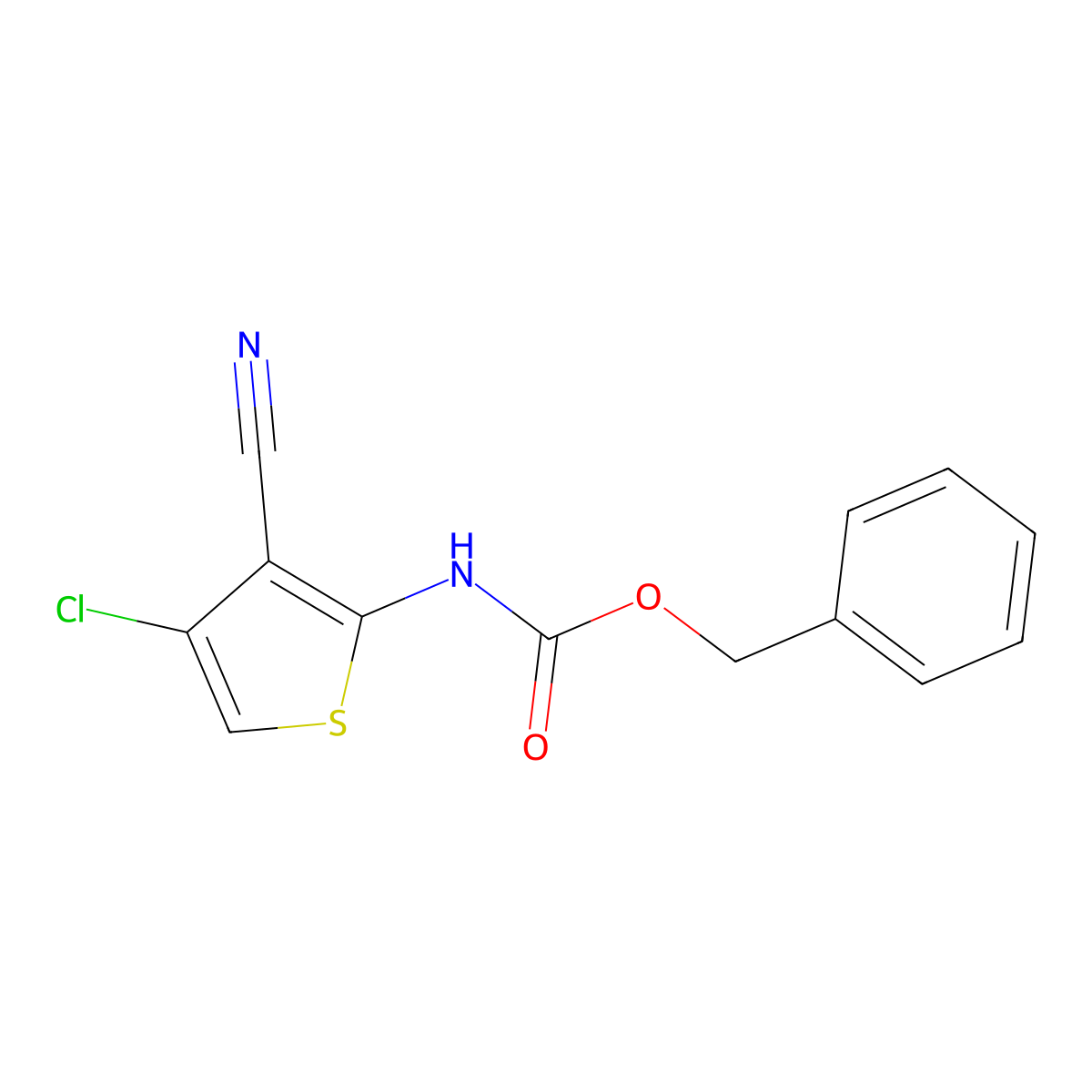 benzyl N-(4-chloro-3-cyanothiophen-2-yl)carbamate molecular structure, CAS 2680801-49-2