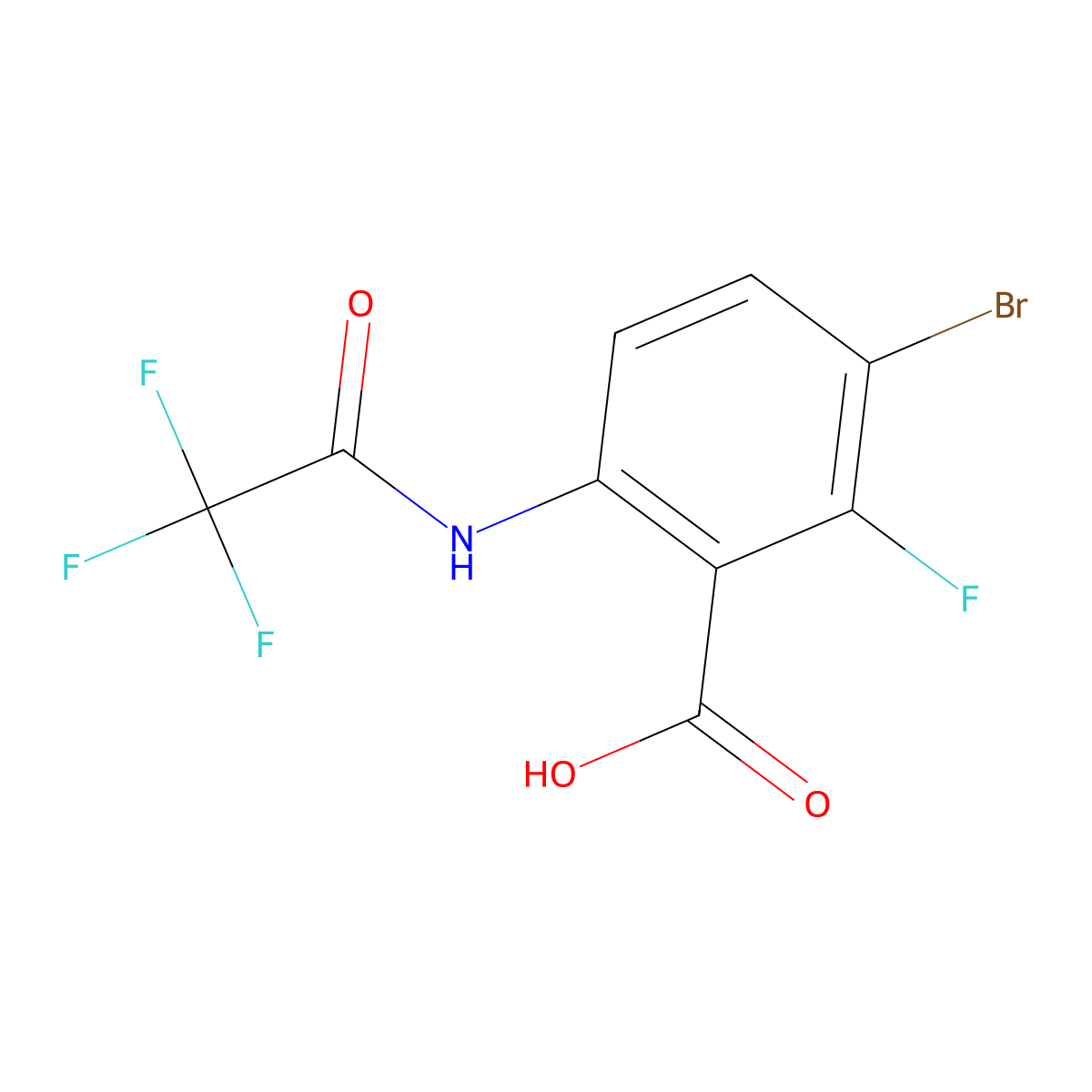3-Bromo-2-fluoro-6-(2,2,2-trifluoroacetamido)benzoic acid molecular structure, CAS 2680801-52-7