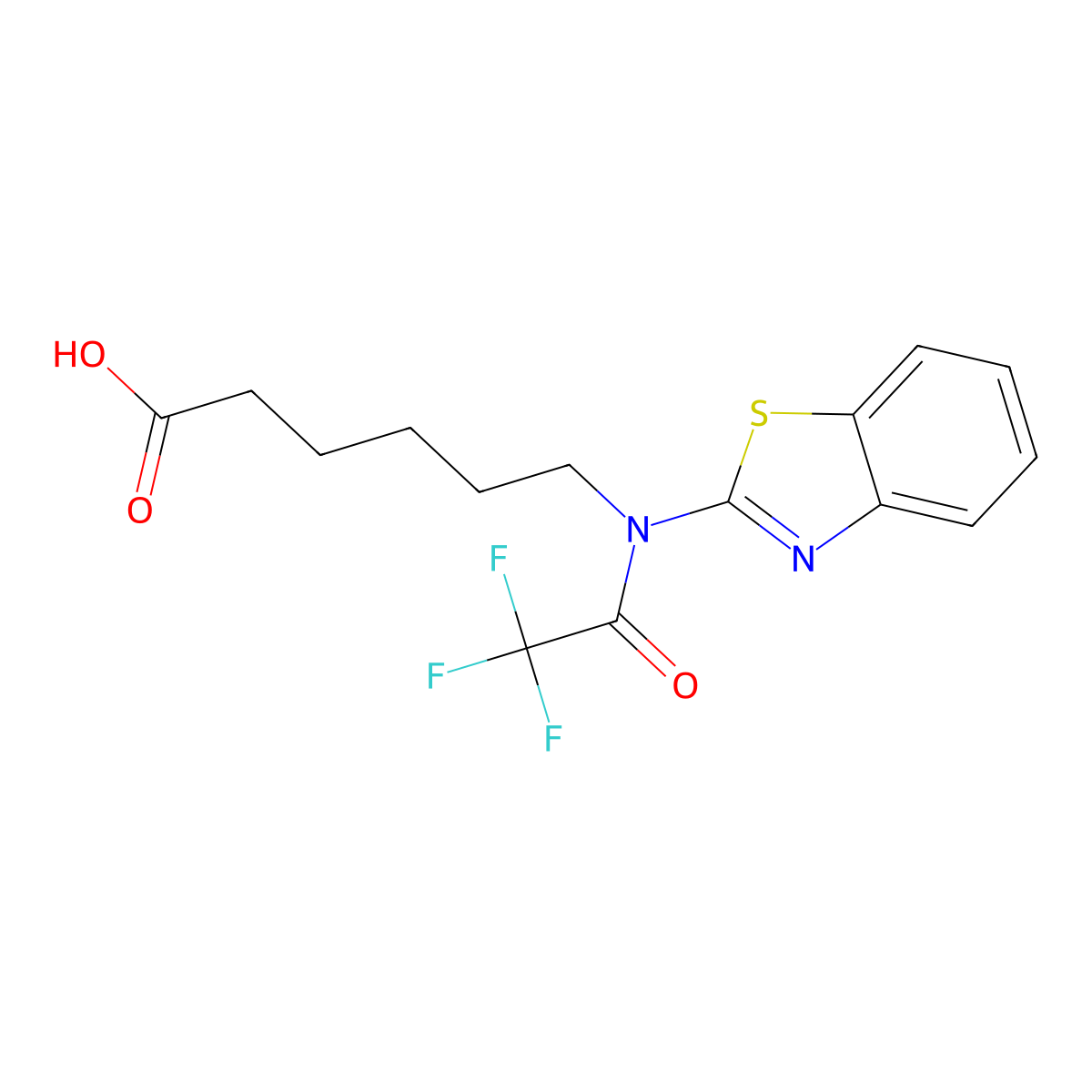 6-[N-(1,3-benzothiazol-2-yl)-2,2,2-trifluoroacetamido]hexanoic acid molecular structure, CAS 2680801-54-9