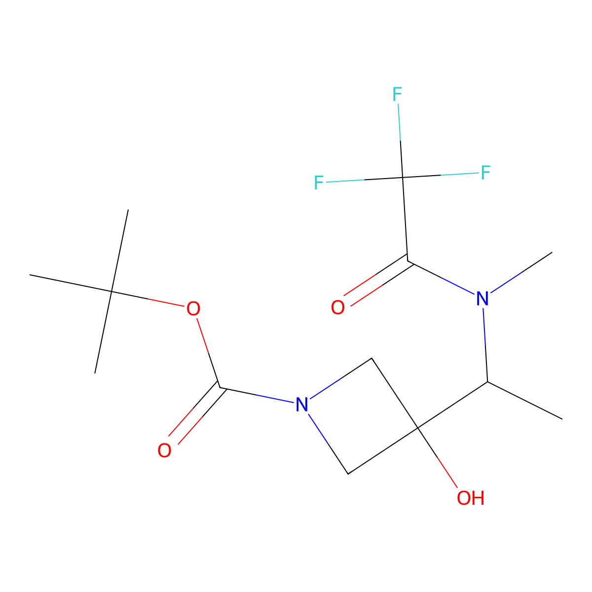 tert-butyl 3-hydroxy-3-[1-(2,2,2-trifluoro-N-methylacetamido)ethyl]azetidine-1-carboxylate molecular structure, CAS 2680801-59-4