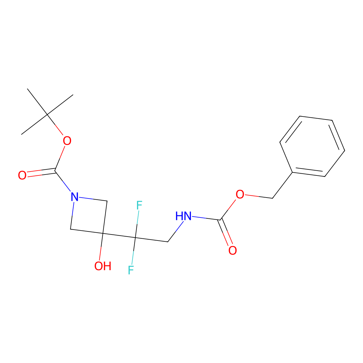 Tert-butyl 3-(2-{[(benzyloxy)carbonyl]amino}-1,1-difluoroethyl)-3-hydroxyazetidine-1-carboxylate molecular structure, CAS 2680801-61-8