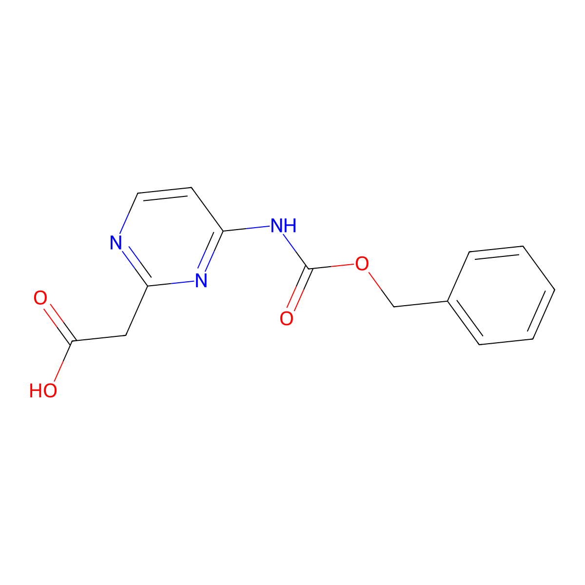 2-(4-{[(Benzyloxy)carbonyl]amino}pyrimidin-2-yl)acetic acid molecular structure, CAS 2680801-63-0