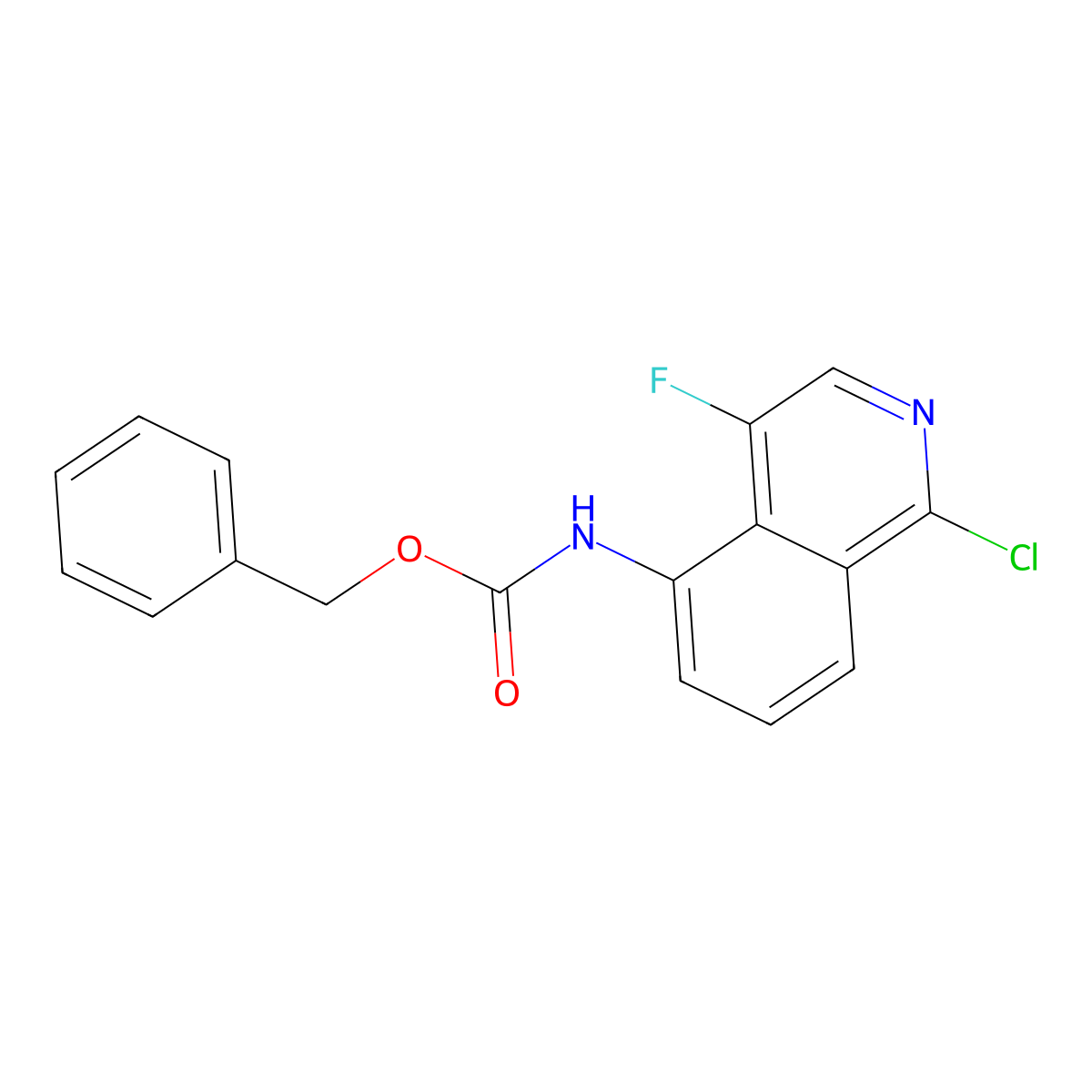 benzyl N-(1-chloro-4-fluoroisoquinolin-5-yl)carbamate molecular structure, CAS 2680801-70-9