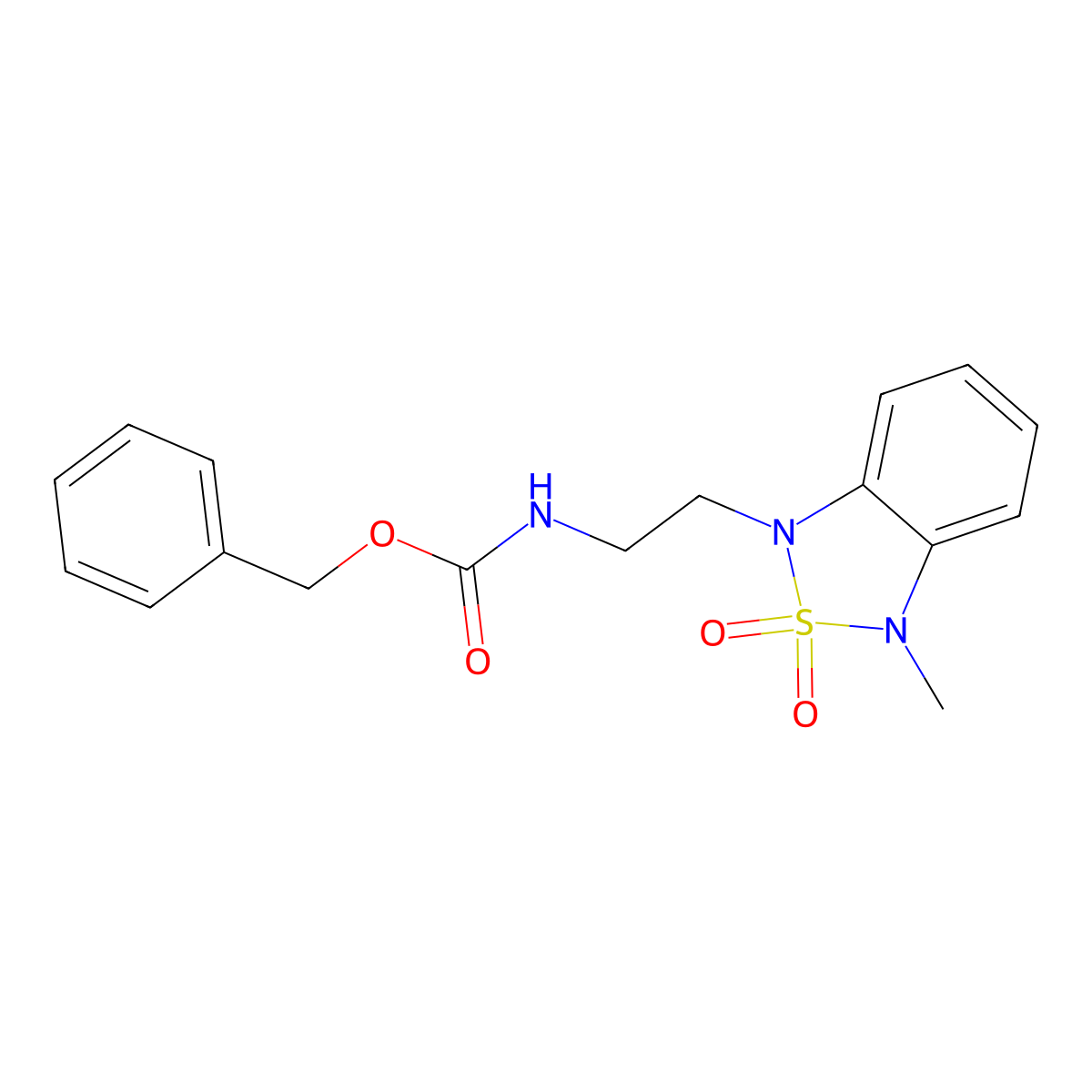 benzyl N-[2-(3-methyl-2,2-dioxo-1,3-dihydro-2lambda6,1,3-benzothiadiazol-1-yl)ethyl]carbamate molecular structure, CAS 2680801-71-0