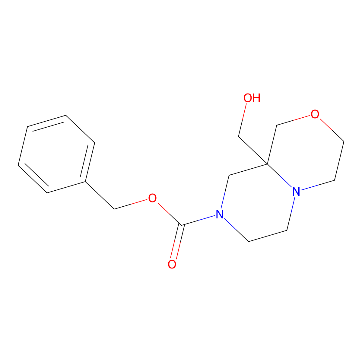 Benzyl 9a-(hydroxymethyl)-octahydropyrazino[2,1-c][1,4]oxazine-8-carboxylate molecular structure, CAS 2680801-83-4