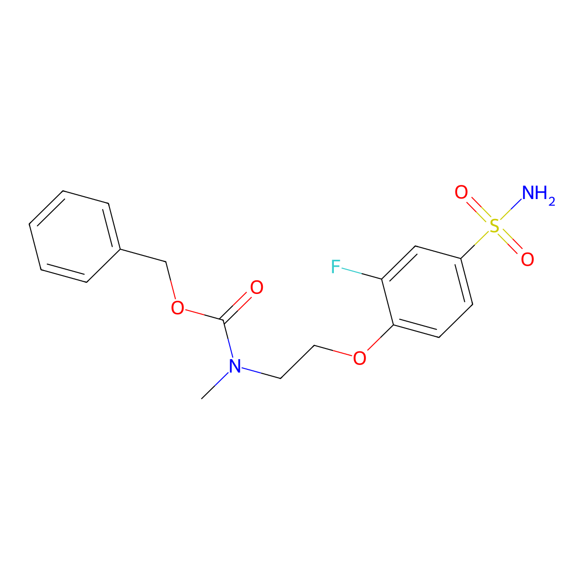 benzyl N-[2-(2-fluoro-4-sulfamoylphenoxy)ethyl]-N-methylcarbamate molecular structure, CAS 2680801-93-6
