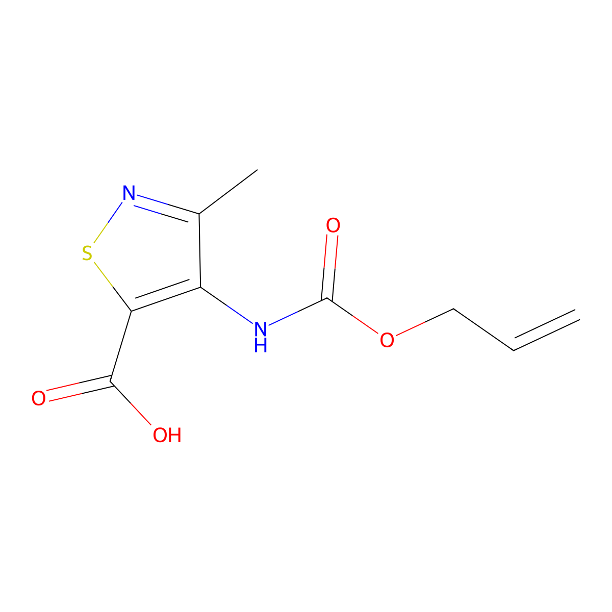 3-Methyl-4-{[(prop-2-en-1-yloxy)carbonyl]amino}-1,2-thiazole-5-carboxylic acid molecular structure, CAS 2680801-94-7