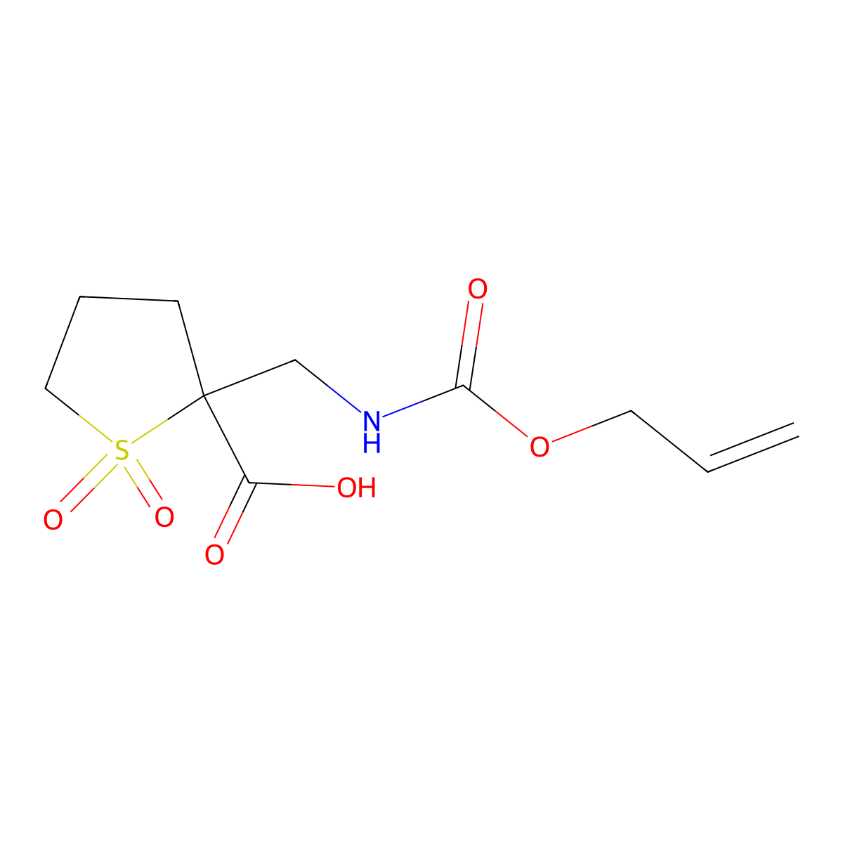 1,1-Dioxo-2-({[(prop-2-en-1-yloxy)carbonyl]amino}methyl)-1lambda6-thiolane-2-carboxylic acid molecular structure, CAS 2680801-96-9