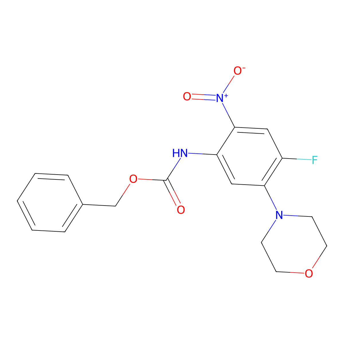 benzyl N-[4-fluoro-5-(morpholin-4-yl)-2-nitrophenyl]carbamate molecular structure, CAS 2680801-99-2