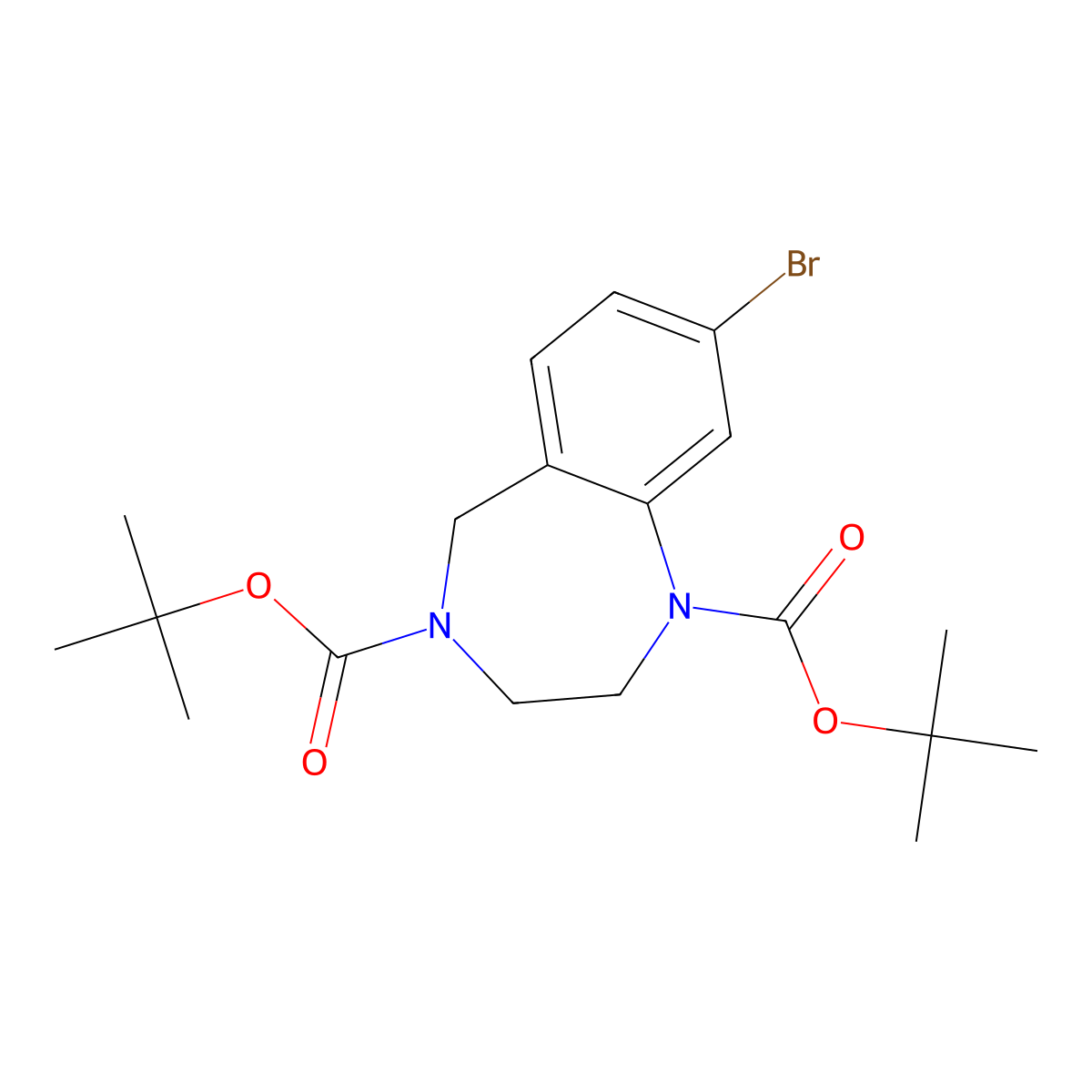 1,4-di-tert-butyl 8-bromo-2,3,4,5-tetrahydro-1H-1,4-benzodiazepine-1,4-dicarboxylate molecular structure, CAS 2680802-01-9