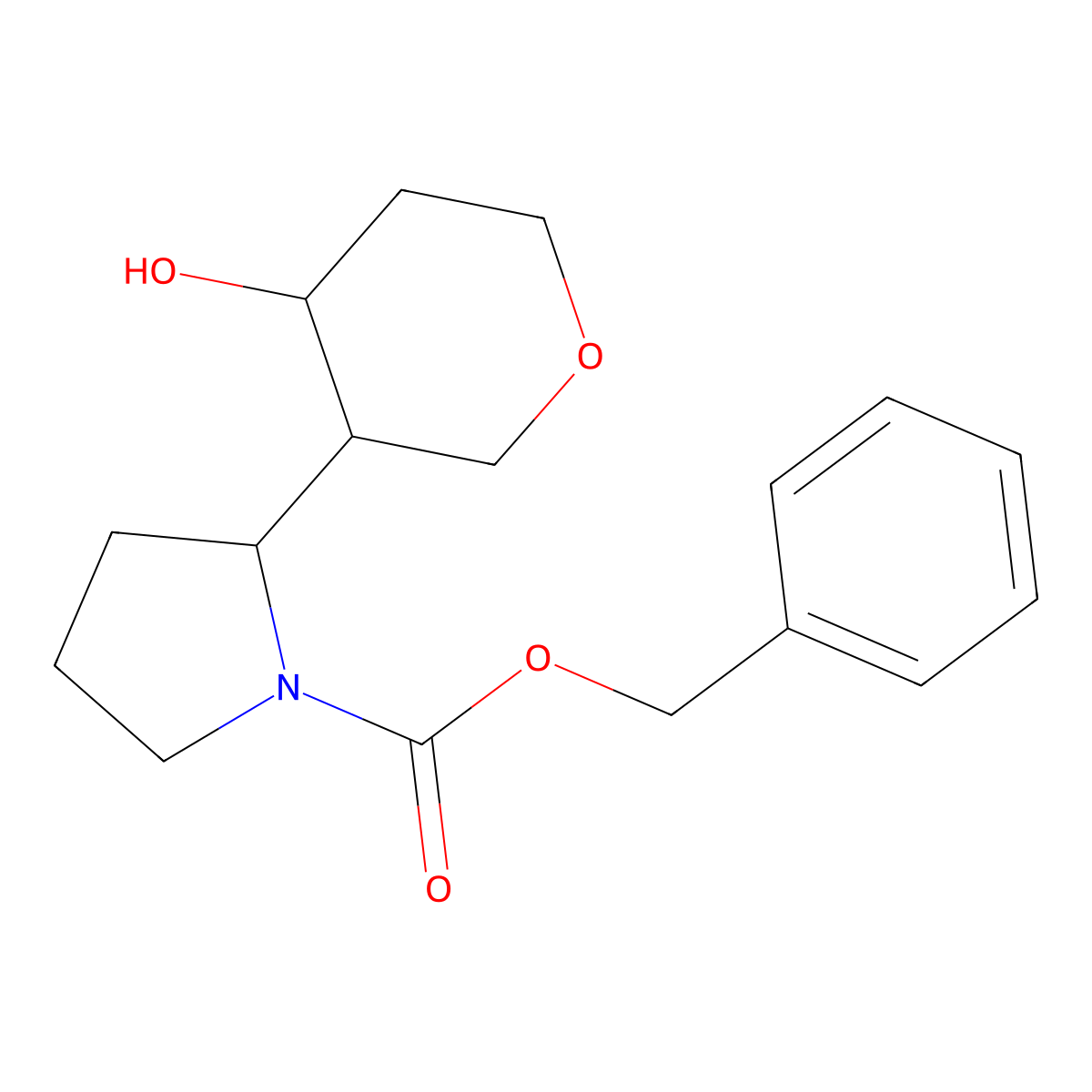 Benzyl 2-(4-hydroxyoxan-3-yl)pyrrolidine-1-carboxylate molecular structure, CAS 2680802-02-0