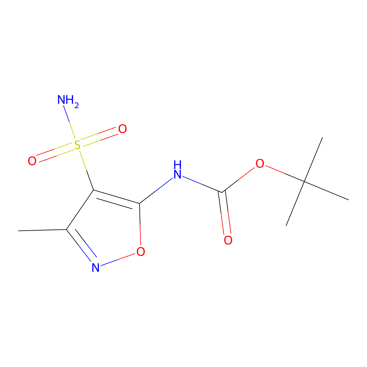 tert-butyl N-(3-methyl-4-sulfamoyl-1,2-oxazol-5-yl)carbamate molecular structure, CAS 2680802-04-2