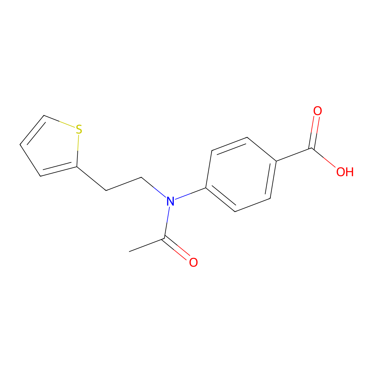 4-{N-[2-(thiophen-2-yl)ethyl]acetamido}benzoic acid molecular structure, CAS 2680802-08-6