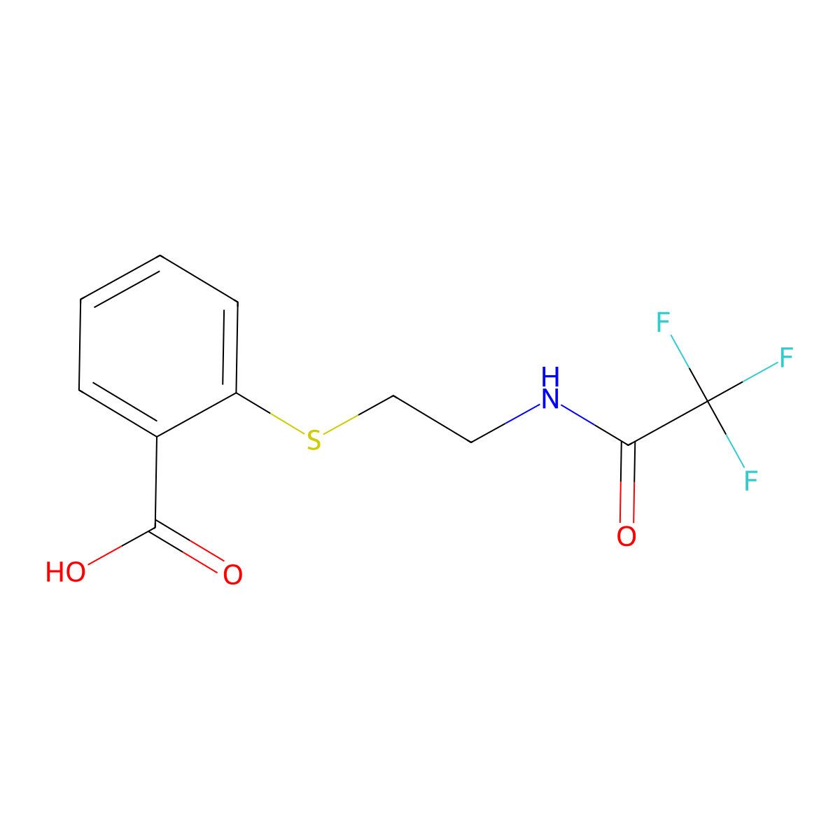 2-{[2-(2,2,2-Trifluoroacetamido)ethyl]sulfanyl}benzoic acid molecular structure, CAS 2680802-13-3
