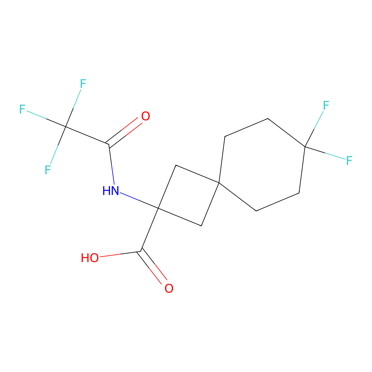 7,7-Difluoro-2-(2,2,2-trifluoroacetamido)spiro[3.5]nonane-2-carboxylic acid molecular structure, CAS 2680802-14-4