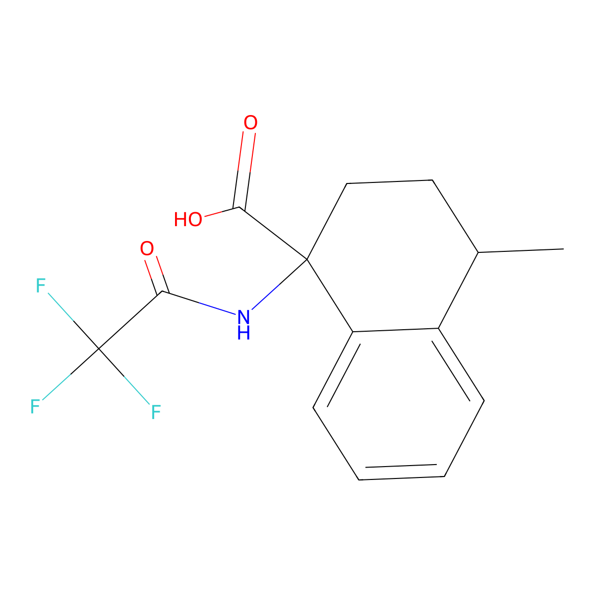 4-Methyl-1-(2,2,2-trifluoroacetamido)-1,2,3,4-tetrahydronaphthalene-1-carboxylic acid molecular structure, CAS 2680802-15-5
