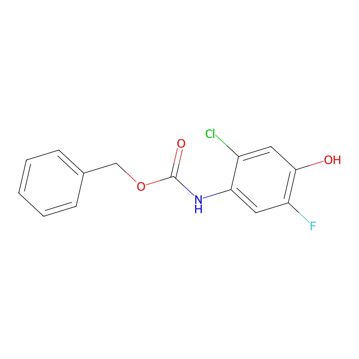 benzyl N-(2-chloro-5-fluoro-4-hydroxyphenyl)carbamate molecular structure, CAS 2680802-19-9