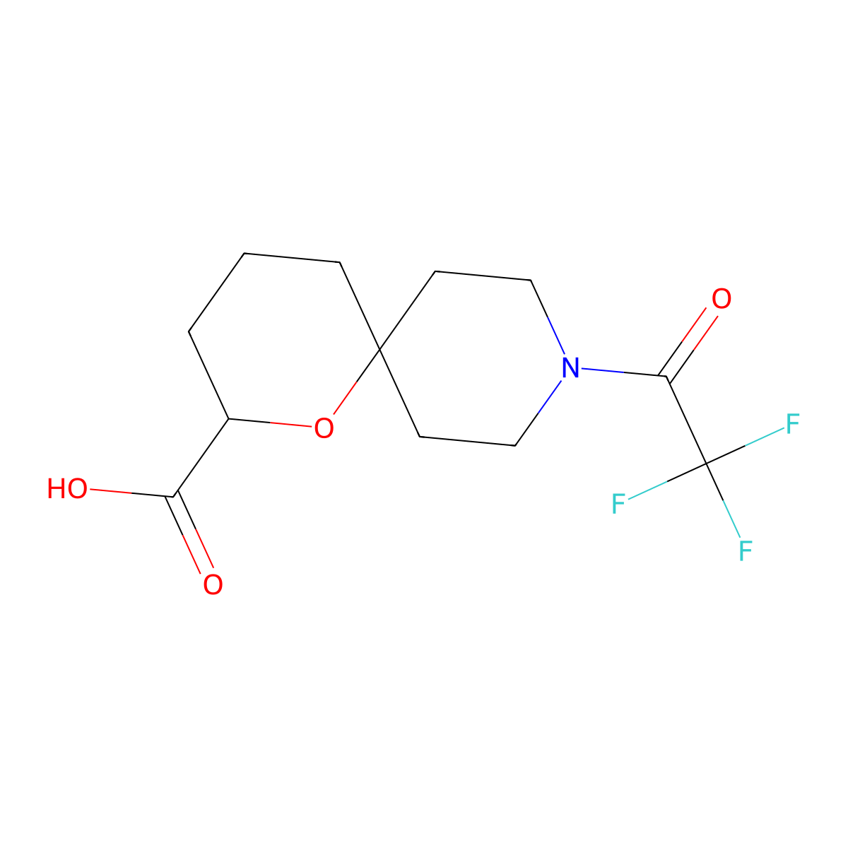 9-(2,2,2-Trifluoroacetyl)-1-oxa-9-azaspiro[5.5]undecane-2-carboxylic acid molecular structure, CAS 2680802-22-4