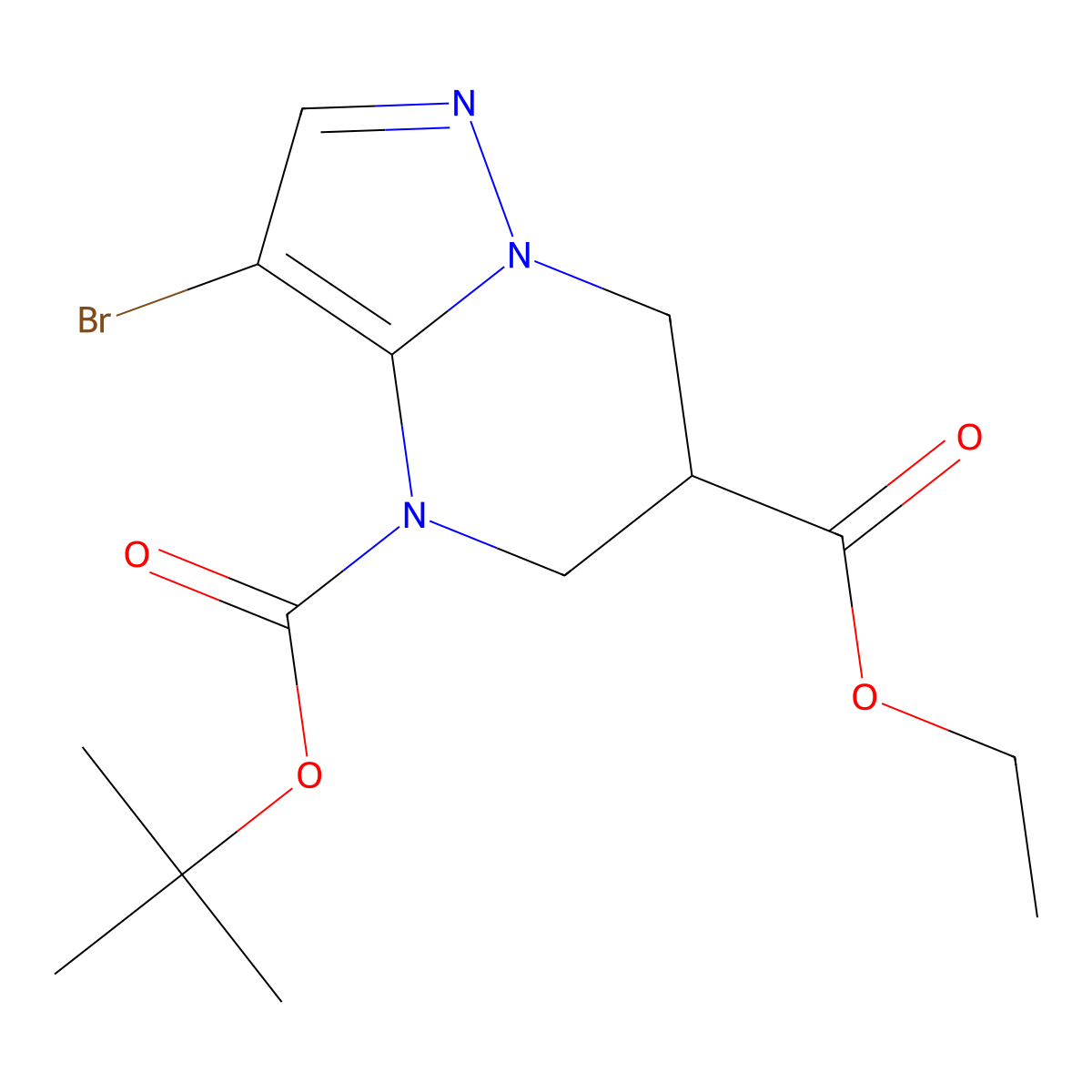 4-tert-butyl 6-ethyl 3-bromo-4H,5H,6H,7H-pyrazolo[1,5-a]pyrimidine-4,6-dicarboxylate molecular structure, CAS 2680802-24-6