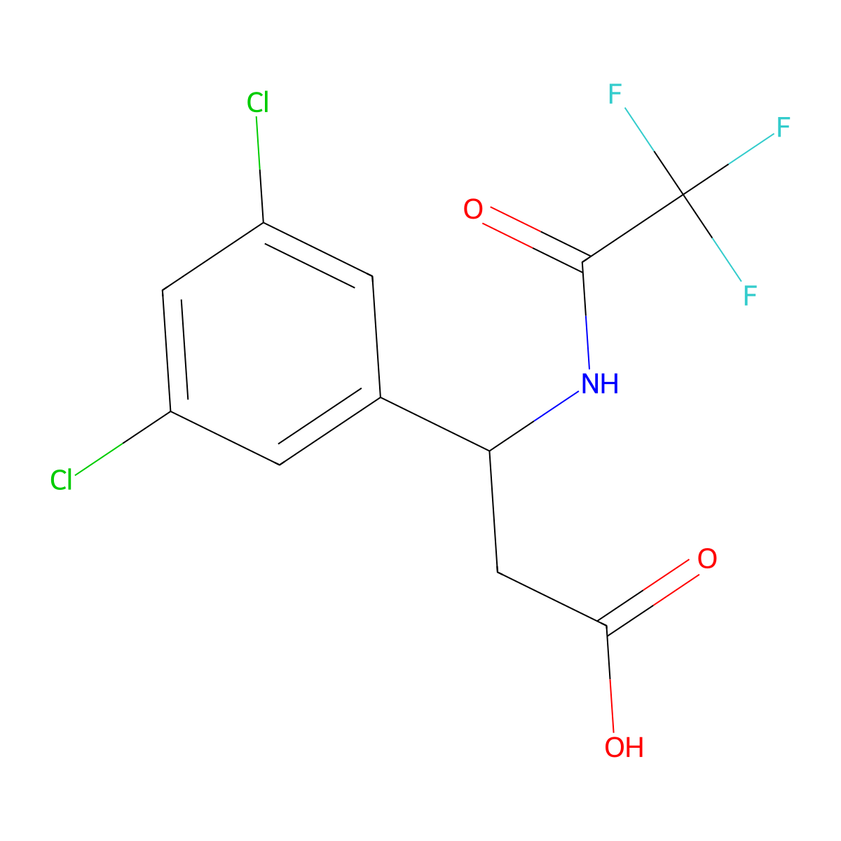 3-(3,5-Dichlorophenyl)-3-(2,2,2-trifluoroacetamido)propanoic acid molecular structure, CAS 2680802-42-8