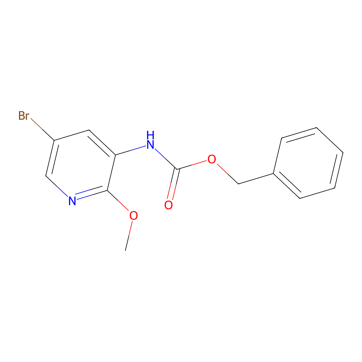 benzyl N-(5-bromo-2-methoxypyridin-3-yl)carbamate molecular structure, CAS 2680802-46-2