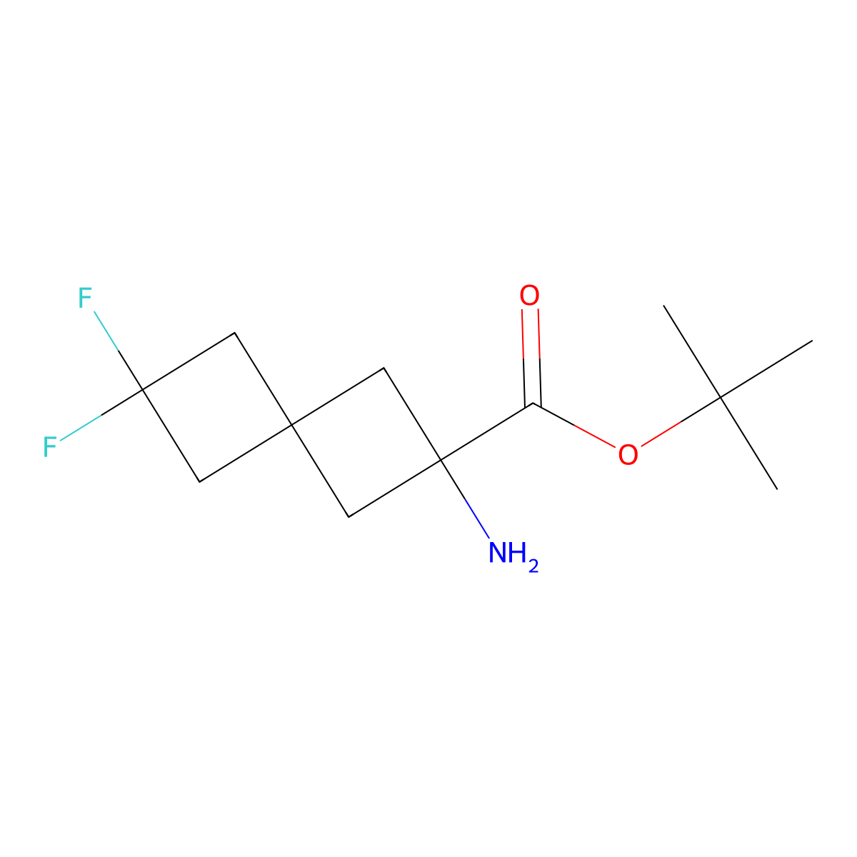 Tert-butyl 2-amino-6,6-difluorospiro[3.3]heptane-2-carboxylate molecular structure, CAS 2680802-49-5