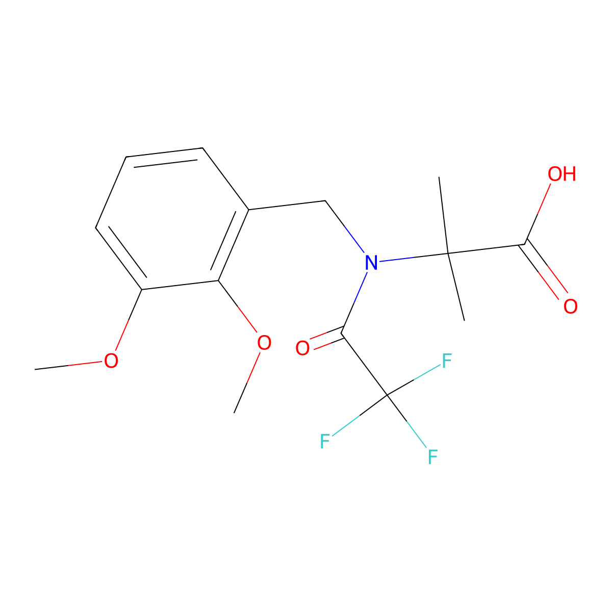 2-{N-[(2,3-dimethoxyphenyl)methyl]-2,2,2-trifluoroacetamido}-2-methylpropanoic acid molecular structure, CAS 2680802-62-2