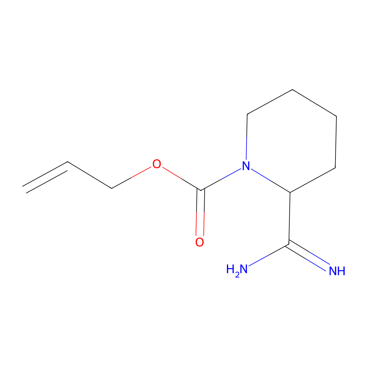Prop-2-en-1-yl 2-carbamimidoylpiperidine-1-carboxylate molecular structure, CAS 2680802-64-4