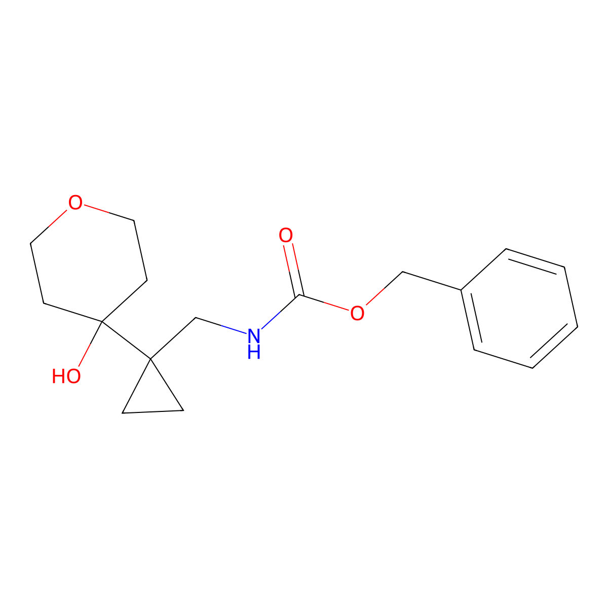benzyl N-{[1-(4-hydroxyoxan-4-yl)cyclopropyl]methyl}carbamate molecular structure, CAS 2680802-68-8