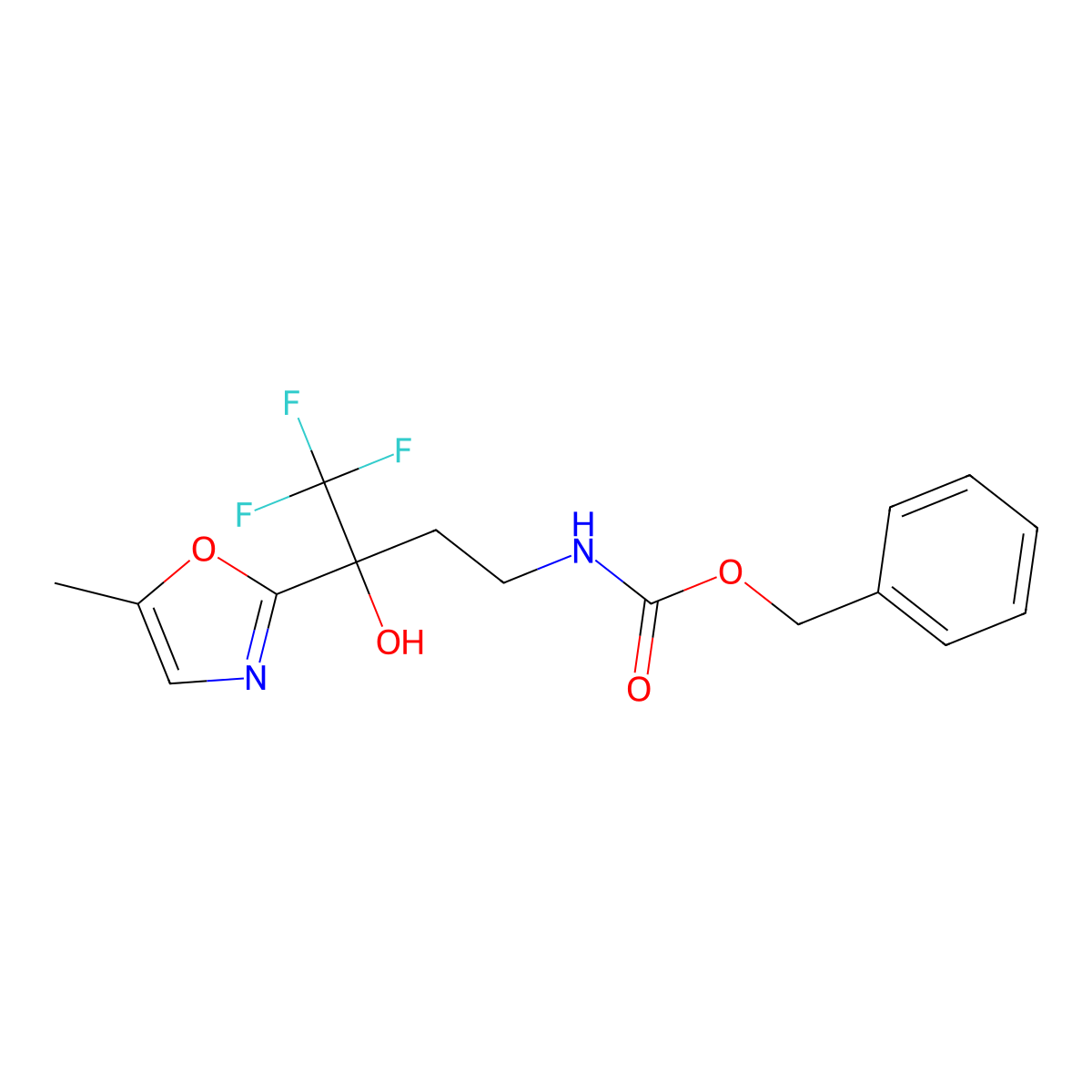 benzyl N-[4,4,4-trifluoro-3-hydroxy-3-(5-methyl-1,3-oxazol-2-yl)butyl]carbamate molecular structure, CAS 2680802-69-9