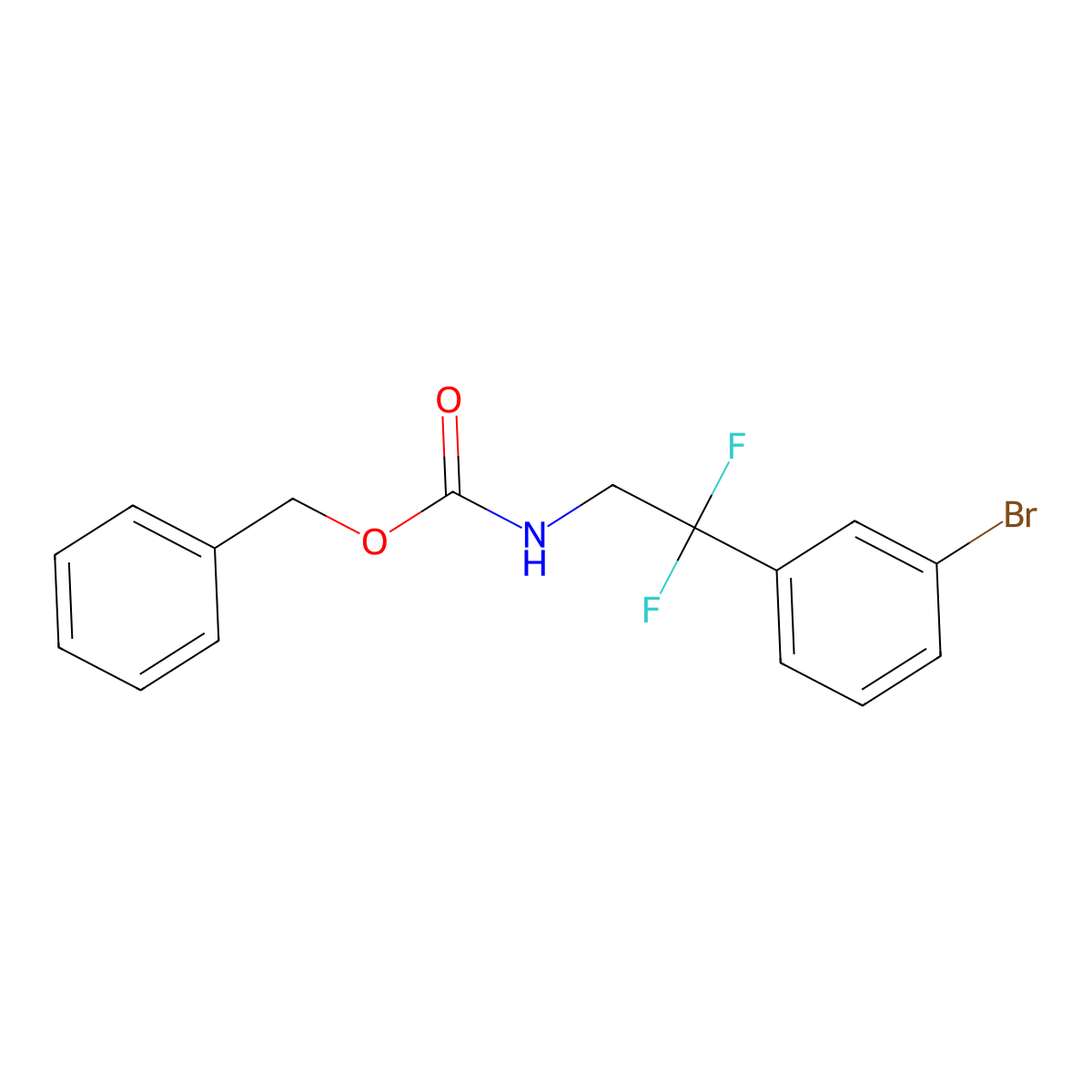 benzyl N-[2-(3-bromophenyl)-2,2-difluoroethyl]carbamate molecular structure, CAS 2680802-74-6