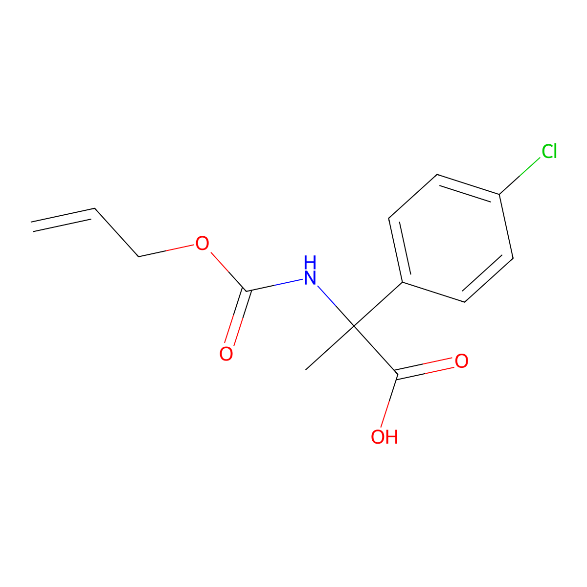 2-(4-Chlorophenyl)-2-{[(prop-2-en-1-yloxy)carbonyl]amino}propanoic acid molecular structure, CAS 2680802-76-8