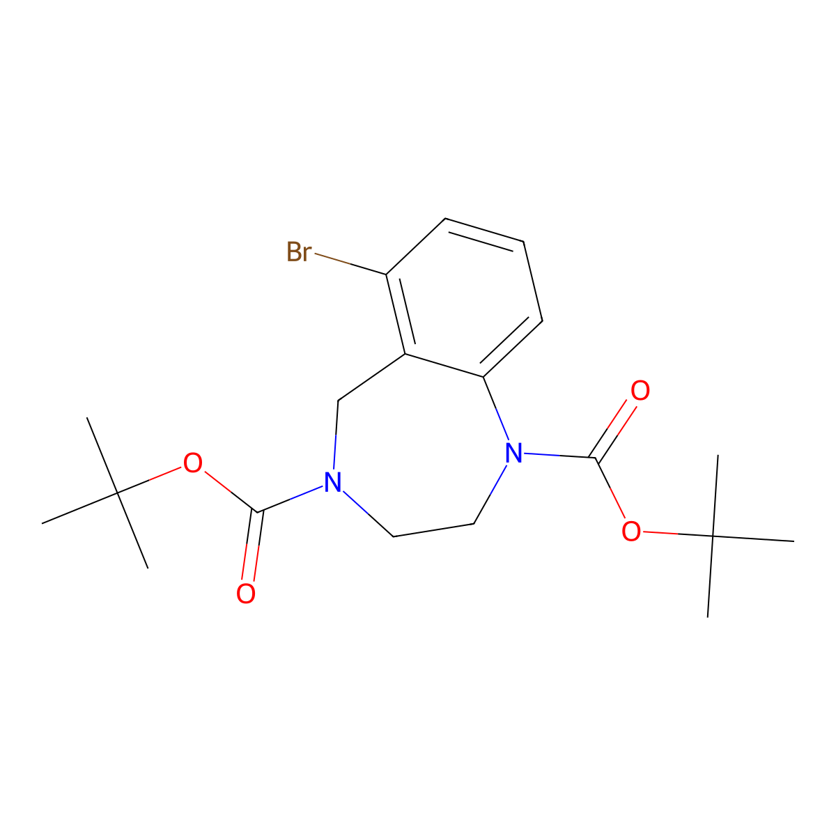 1,4-di-tert-butyl 6-bromo-2,3,4,5-tetrahydro-1H-1,4-benzodiazepine-1,4-dicarboxylate molecular structure, CAS 2680802-86-0