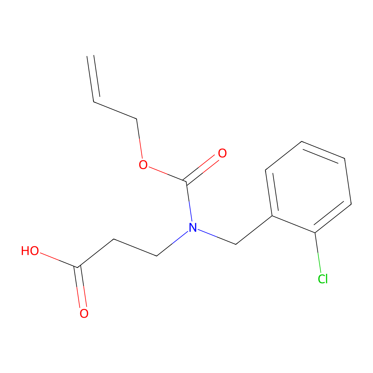 3-{[(2-Chlorophenyl)methyl][(prop-2-en-1-yloxy)carbonyl]amino}propanoic acid molecular structure, CAS 2680802-98-4