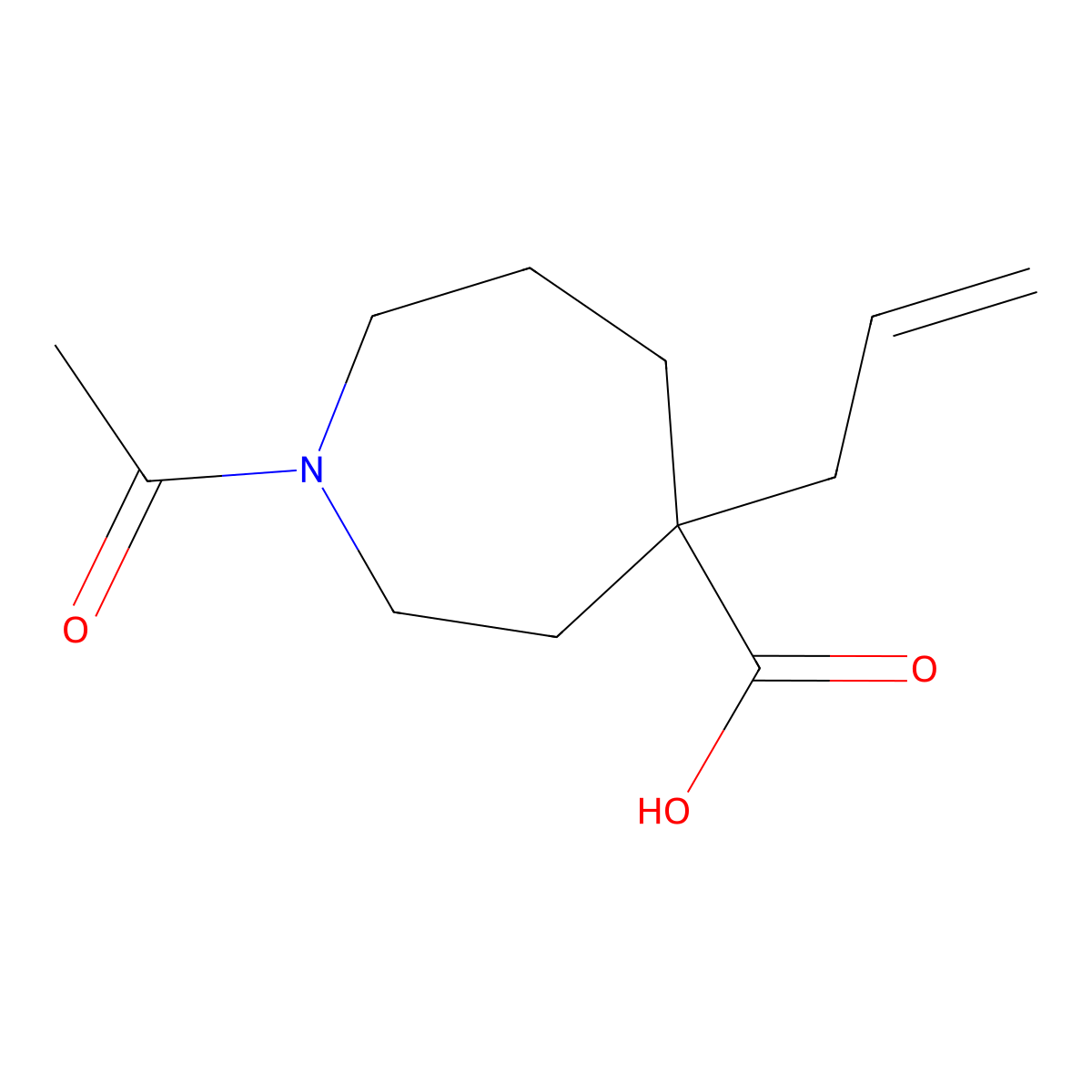 1-Acetyl-4-(prop-2-en-1-yl)azepane-4-carboxylic acid molecular structure, CAS 2680802-99-5