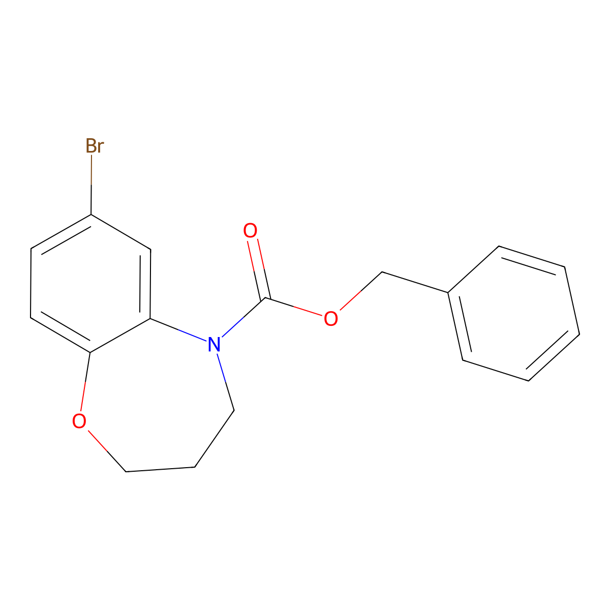 Benzyl 7-bromo-2,3,4,5-tetrahydro-1,5-benzoxazepine-5-carboxylate molecular structure, CAS 2680803-11-4
