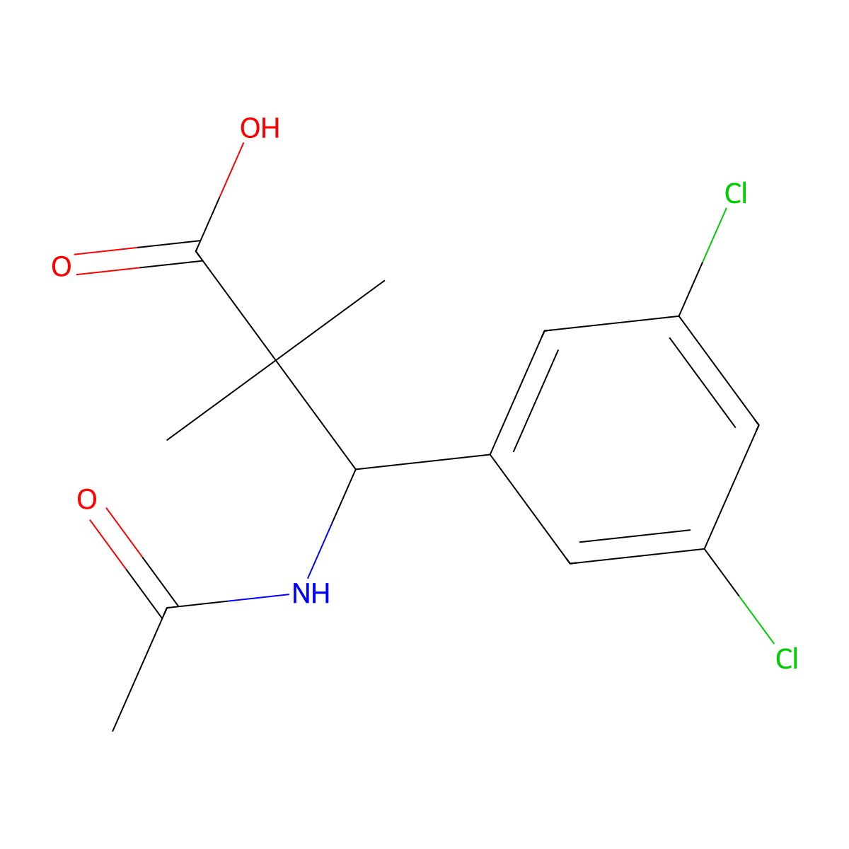 3-(3,5-Dichlorophenyl)-3-acetamido-2,2-dimethylpropanoic acid molecular structure, CAS 2680803-12-5