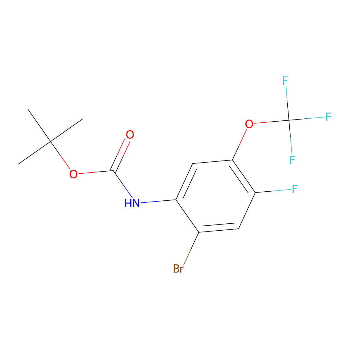 tert-butyl N-[2-bromo-4-fluoro-5-(trifluoromethoxy)phenyl]carbamate molecular structure, CAS 2680803-17-0
