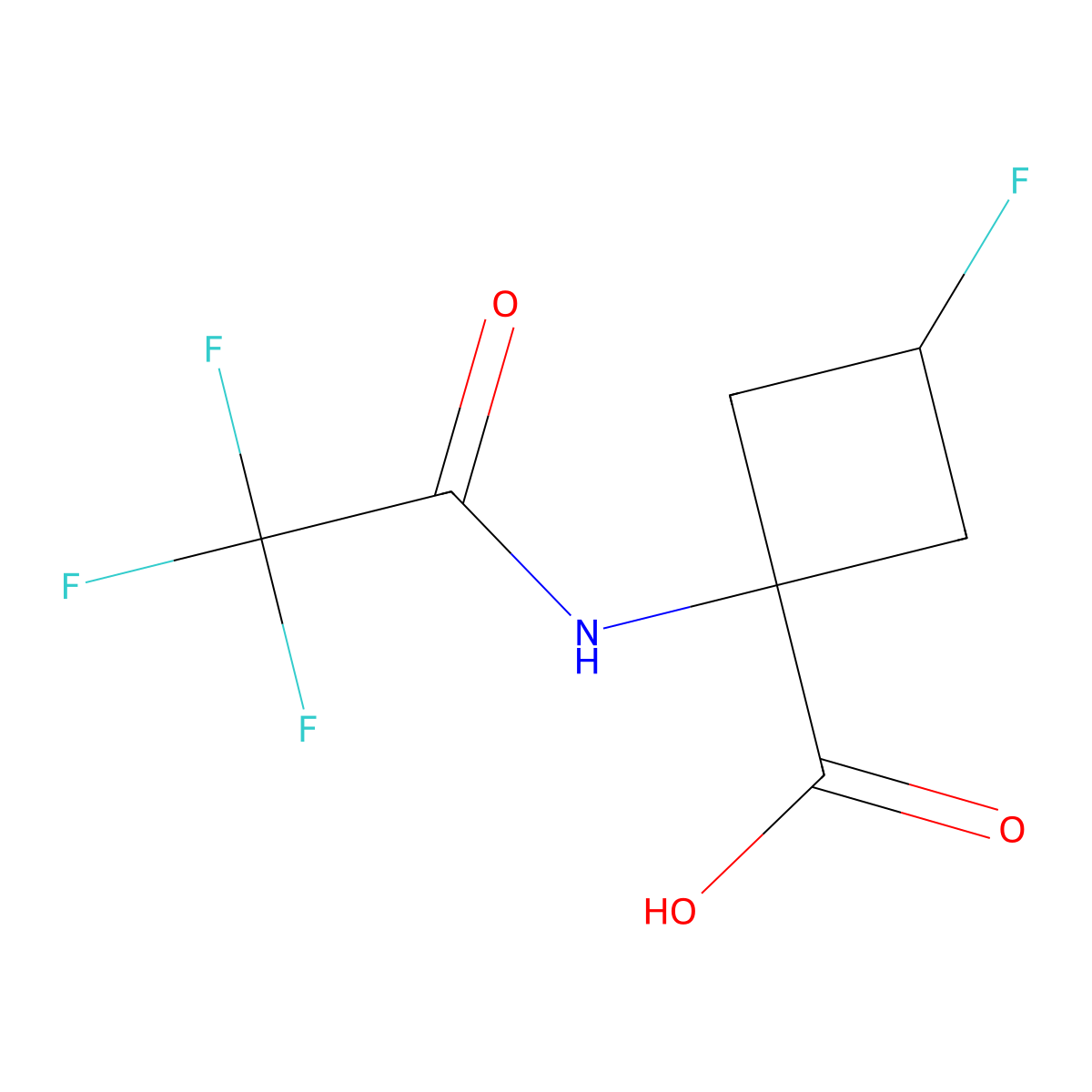 3-Fluoro-1-(2,2,2-trifluoroacetamido)cyclobutane-1-carboxylic acid molecular structure, CAS 2680803-18-1