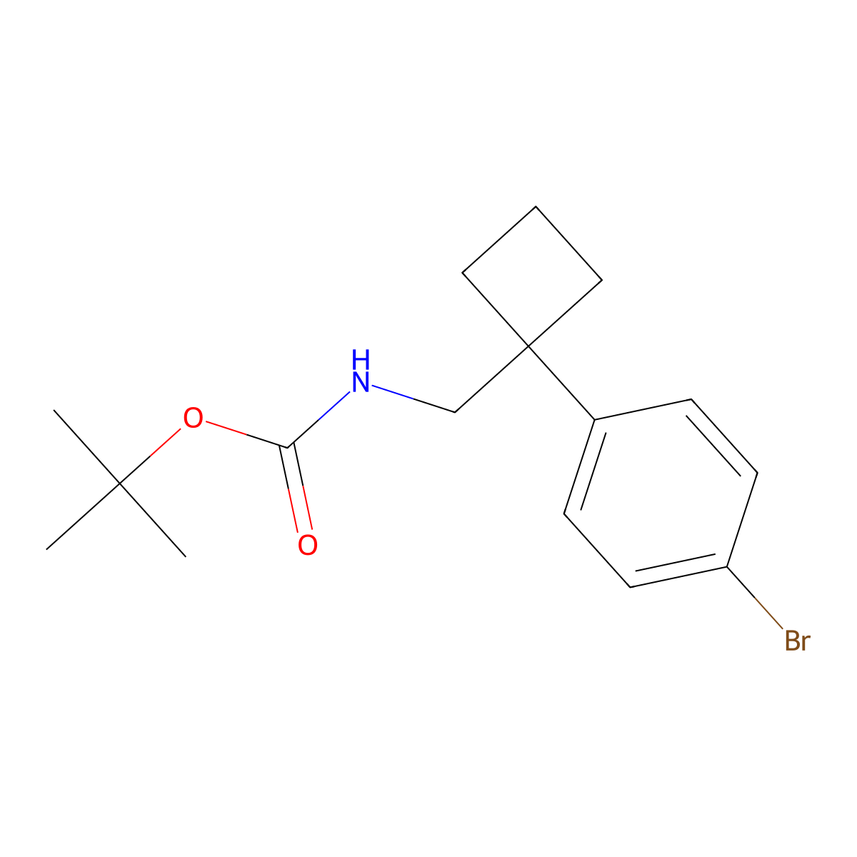 tert-butyl N-{[1-(4-bromophenyl)cyclobutyl]methyl}carbamate molecular structure, CAS 2680803-21-6