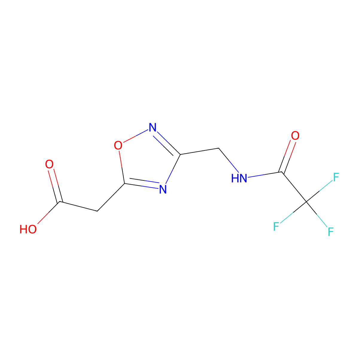 2-{3-[(2,2,2-Trifluoroacetamido)methyl]-1,2,4-oxadiazol-5-yl}acetic acid molecular structure, CAS 2680803-24-9