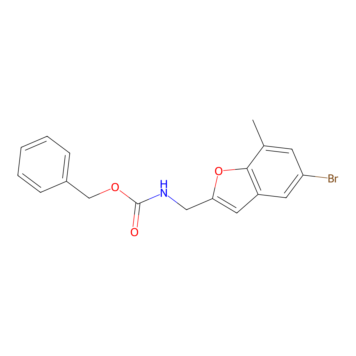 benzyl N-[(5-bromo-7-methyl-1-benzofuran-2-yl)methyl]carbamate molecular structure, CAS 2680803-26-1