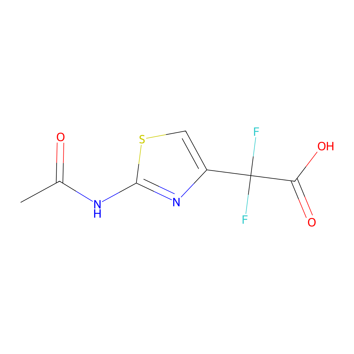 2-(2-Acetamido-1,3-thiazol-4-yl)-2,2-difluoroacetic acid molecular structure, CAS 2680803-27-2