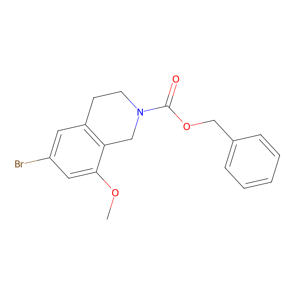 Benzyl 6-bromo-8-methoxy-1,2,3,4-tetrahydroisoquinoline-2-carboxylate molecular structure, CAS 2680803-30-7