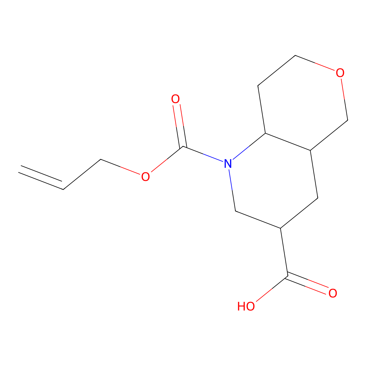 1-[(prop-2-en-1-yloxy)carbonyl]-octahydro-1H-pyrano[4,3-b]pyridine-3-carboxylic acid molecular structure, CAS 2680803-32-9