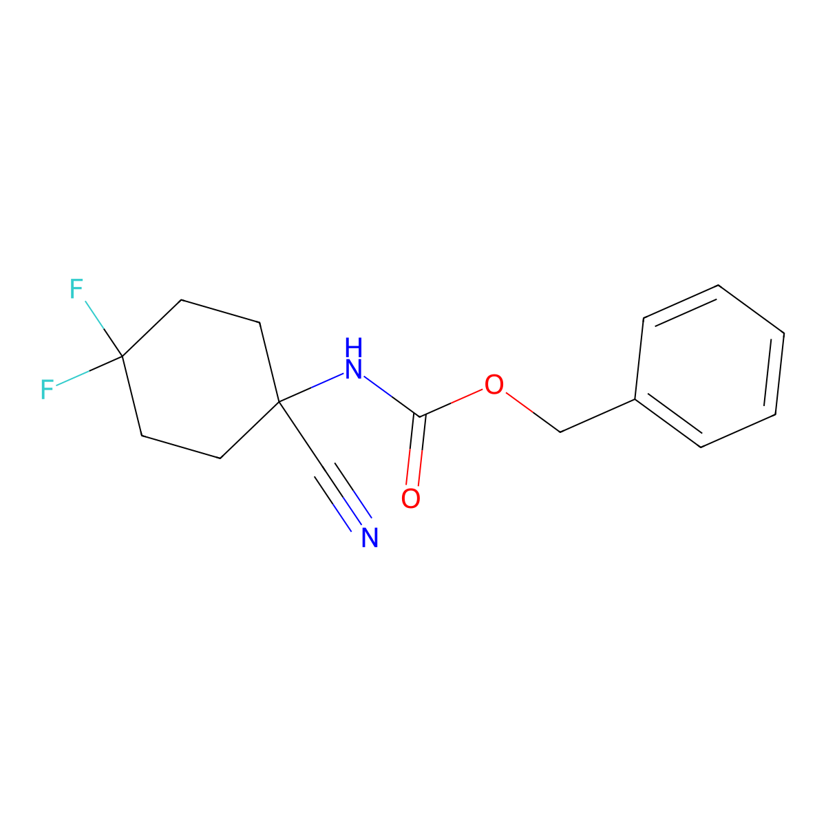 benzyl N-(1-cyano-4,4-difluorocyclohexyl)carbamate molecular structure, CAS 2680803-35-2
