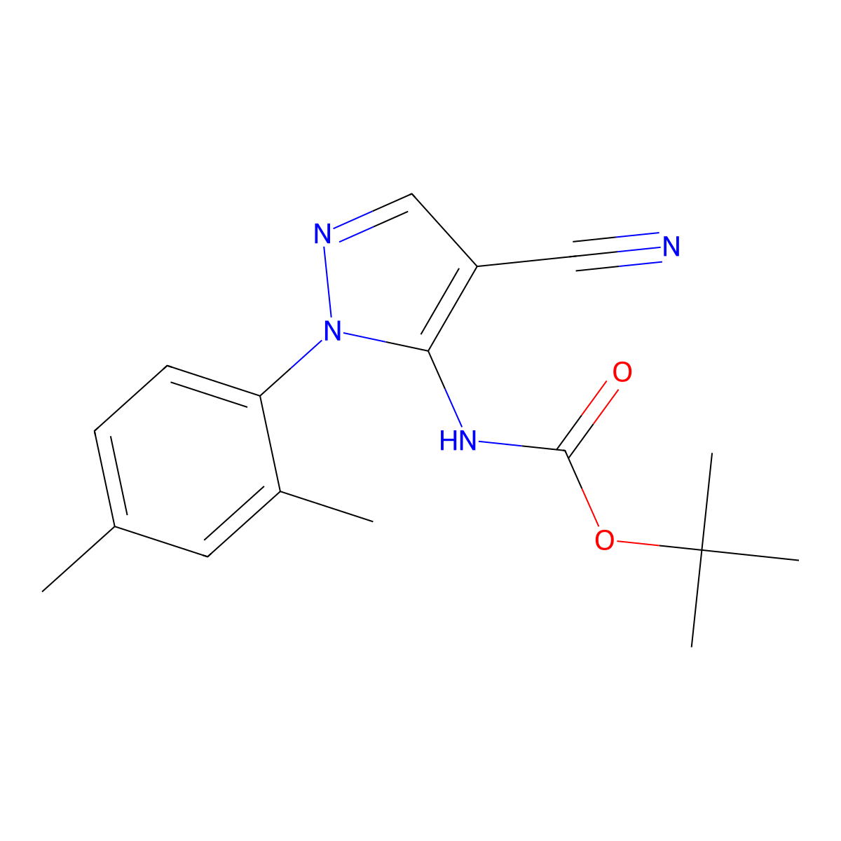 tert-butyl N-[4-cyano-1-(2,4-dimethylphenyl)-1H-pyrazol-5-yl]carbamate molecular structure, CAS 2680803-36-3