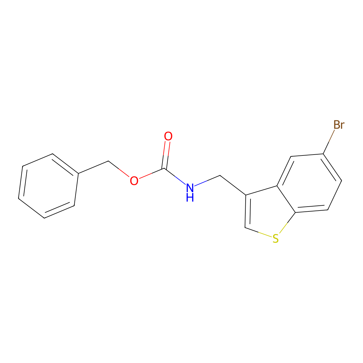 benzyl N-[(5-bromo-1-benzothiophen-3-yl)methyl]carbamate molecular structure, CAS 2680803-40-9