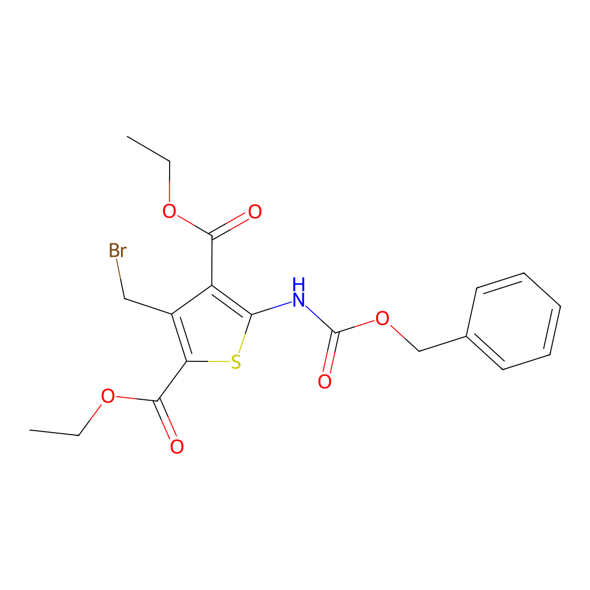 2,4-Diethyl 5-{[(benzyloxy)carbonyl]amino}-3-(bromomethyl)thiophene-2,4-dicarboxylate molecular structure, CAS 2680803-46-5